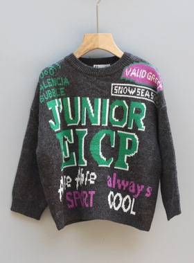 EI系列105秋装 品牌童装折扣/儿童套头中厚休闲毛衣56792灰绿