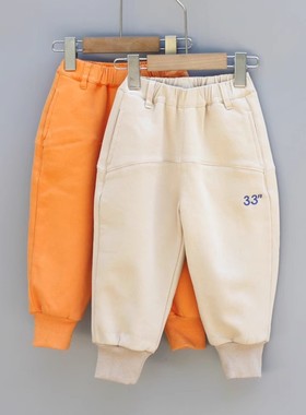 S欧系列90-110秋冬 品牌童装折扣/儿童休闲加绒梭织长裤36055二色