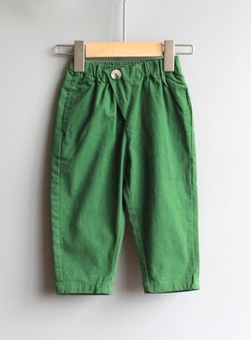 安系列80春秋装 童装品牌折扣/童纯棉休闲梭织长裤23021绿