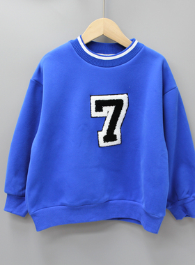 S柚xi家120-150秋冬 品牌童装折扣/儿童休闲长袖加绒卫衣84743蓝