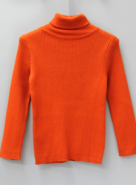 L卡系列110秋冬 品牌童装折扣/儿童高领套头打底毛衣06057橙