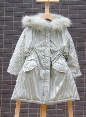 KS吾系列110/120冬装 品牌折扣童装/童羽绒服外套带帽文艺01212绿