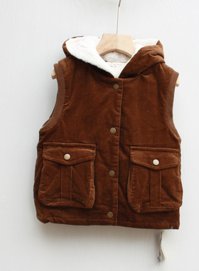 S闵系列80/90冬装 品牌童装折扣撤柜/童加棉加厚马甲背心11836咖