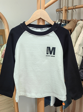 Y淘tao家100/110春秋 品牌童装折扣/儿童圆领套头长袖T恤775黑