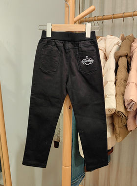 J-Y家110-160春秋 品牌童装折扣/儿童休闲梭织长裤59545黑