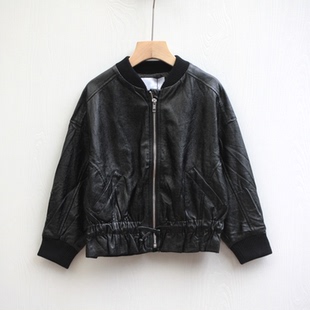 J-M家120-165春秋装 品牌童装折扣/童休闲短款皮衣外套16560黑