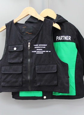 G-I家110-130秋冬品牌童装折扣/儿童棉袄外套+马甲 2件3276黑