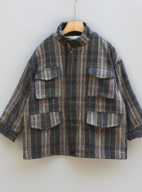 TSH吾系列110-140冬装 品牌童装折扣/加厚呢大衣外套文艺01792绿