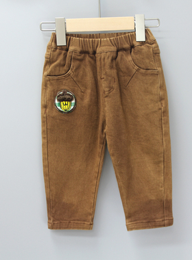 HJG安系列80-120春秋 童装品牌折扣/童纯棉休闲梭织长裤23251深咖