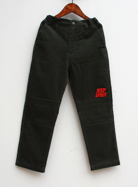 吉系列140-165秋装 品牌折扣/儿童双层棉内里休闲长裤73062深绿