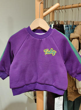 Y-U家80-120秋冬 品牌童装折扣/儿童休闲上衣加绒卫衣50020紫