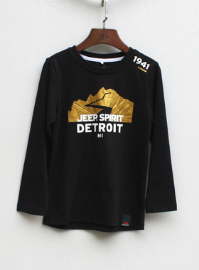 吉系列120-160秋装 品牌折扣装/儿童纯棉长袖T恤52096黑