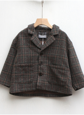 又系列120春秋装 品牌童装折扣/儿童休闲西装外套18045咖