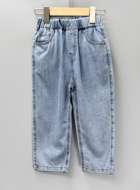 柏系列110/130春秋品牌童装折扣/童浅色简约牛仔款长裤11385蓝