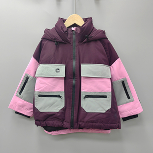 S-M家110冬装 品牌折扣童装/儿童羽绒服加厚外套49504酒红