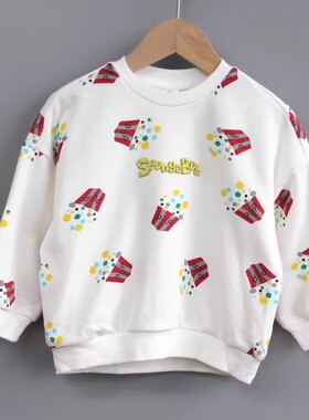 L氧系列90-120春秋 品牌童装折扣D儿童长袖套头休闲卫衣60652白