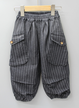 S米xi里100/110春秋 品牌童装折扣/儿童休闲牛仔简约长裤23640黑