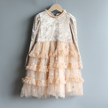 安系列80/100春秋装 品牌童装折扣/儿童丝绒长袖连衣裙30068杏