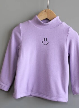 安系列80-120秋冬 品牌童装折扣/童舒适加绒打底上衣17266紫