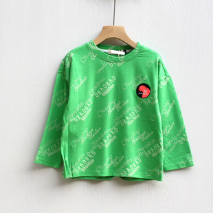 儿童长袖 ASH欧系列110 撤柜折扣 品牌童装 T恤纯棉70015绿 150秋装