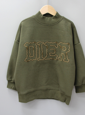 G递er家120秋冬 品牌童装/青少年一体绒加厚卫衣套头5016绿