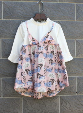 Anddy系列110-150秋装 品牌童装折扣/长袖薄款纯棉连衣裙A19261粉