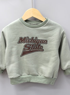 安系列90-130秋冬 品牌童装折扣/儿童休闲上衣加厚卫衣18936灰绿