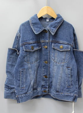 S-WO*BO*家120/130春秋 品牌童装折扣/童中厚开衫牛仔外套39381蓝