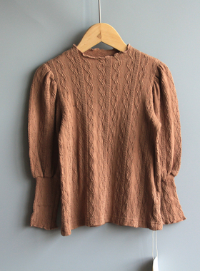 安系列90春秋装 品牌童装折扣/童纯棉打底上衣T恤17033浅咖