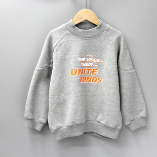 安系列120冬品牌童装折扣/儿童休闲针织拉绒卫衣套头18460灰