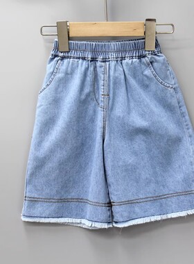 T吾系列80夏装 品牌童装折扣/儿童纯棉牛仔七分裤裙裤02763兰