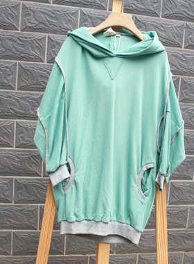 N史系列110-140春装 品牌童装折扣/儿童纯棉长袖带帽卫衣W8123蓝