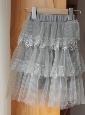 A恰系列110-170春秋装 品牌童装折扣/中厚带纱半身裙短裙10308灰