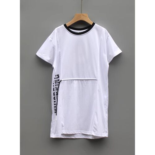 L妞系列130/140夏装 品牌童装折扣/女童棉短袖T恤连衣裙23339白