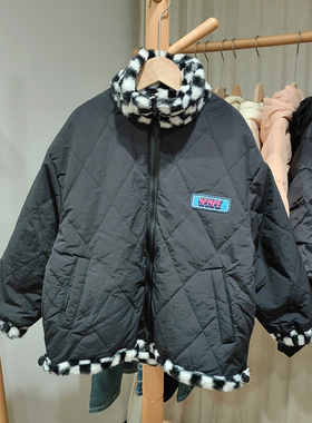 KS留zi家130-160冬 品牌童装折扣/童休闲毛毛衣两面穿外套25309黑