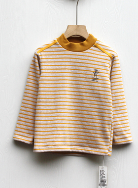 S闵系列80/90冬装 品牌童装折扣/童长袖加绒打底T恤11837芥黄