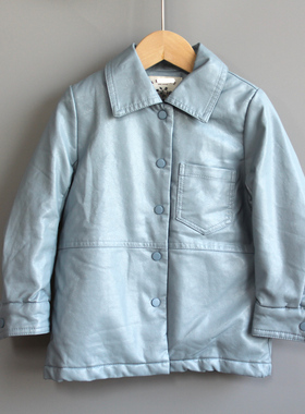 Y安系列12/140秋冬 童装品牌折扣/儿童夹棉皮衣休闲外套05747蓝