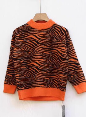 A亿系列120-150秋冬品牌折扣童装/童套头中厚休闲毛衣46307桔