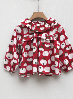 T芭系列120春装 品牌童装折扣/童长袖娃娃衫上衣外套30168红