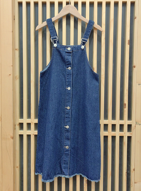 K衣系列110春装 品牌童装折扣/童背心款背带牛仔连衣裙91122兰