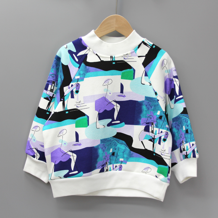 J-I家100-120秋冬 品牌童装折扣/儿童一体绒套头卫衣5005紫