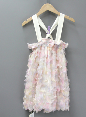 R甜yu贤110-160夏 品牌童装折扣/女童棉里漂亮吊带连衣裙1358彩