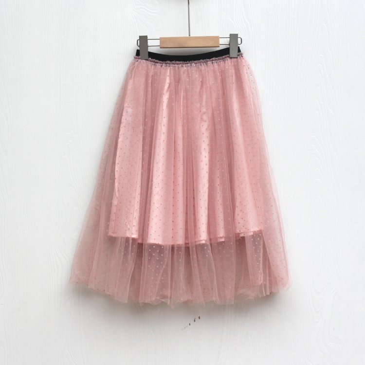 品.换标140-160春装 品牌童装折扣/儿童纯棉网纱半身裙短裙2927粉