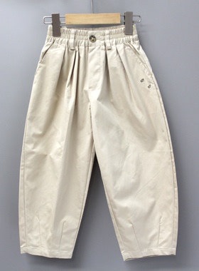 S子cao家120/130春秋 品牌童装折扣/儿童休闲棉长裤直筒裤58027杏