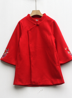 S禾系列120-150秋装 品牌童装折扣/儿童开衫休闲呢子外套48017红