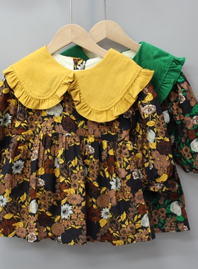 S柚xi家90-130春秋 品牌童装折扣/儿童休闲棉布连衣裙94413二色