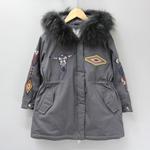 S-M家110冬装 品牌折扣童装/长款羽绒服加厚外套16988深灰