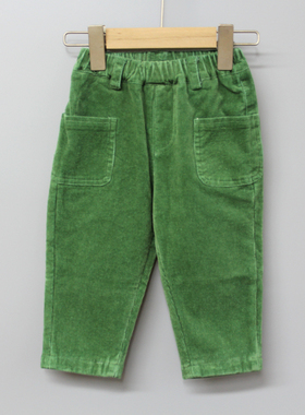 安系列80/90秋冬 童装品牌折扣/儿童休闲加绒长裤23258绿