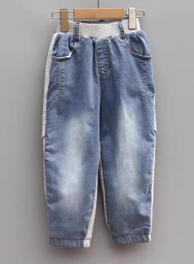 福利T芙系列120-160秋冬Ⅱ品牌童装折扣/女童加绒牛仔长裤83020蓝