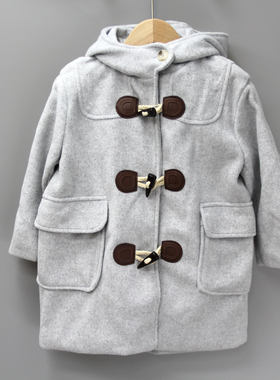 安系列130/150秋冬品牌童装折扣/童夹棉羊毛呢大衣外套11536灰